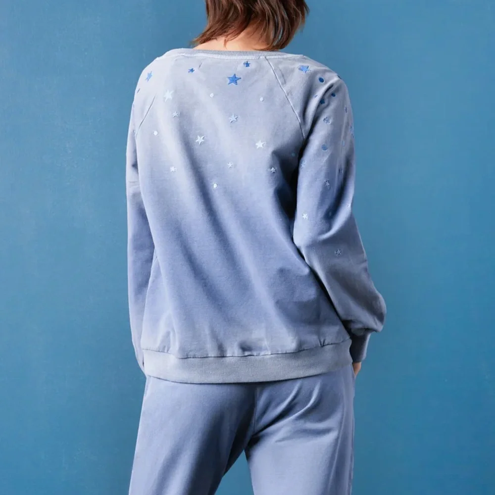 Billy T blue star embroidered sweatshirt Blue Star Pattern Sweatshirt - Picture 3 of 4